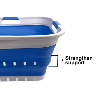 SAMMART 42L (11 gallon) Collapsible Plastic Laundry Basket - Foldable Pop Up Storage Container/Organizer - Space Saving Hamper/Basket (1, White/Little Boy Blue) - color: White/Little Boy Blue
