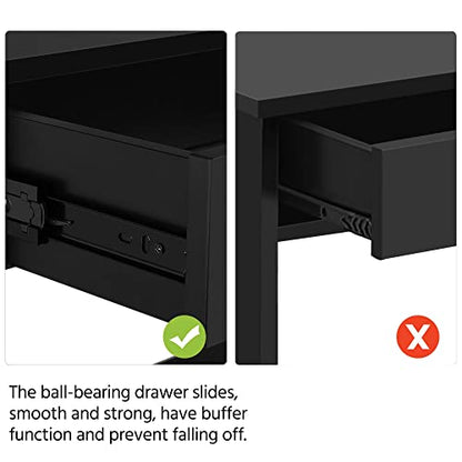 Yaheetech Narrow Entryway Console Table with Drawer, Storage Shelf, Black | X-Frame Painted MDF Build, Drawer and 2 Open Shelves for a Living Room, Sofa Side or Small TV Stand, Tabletop Holds 55 lb - color: Black