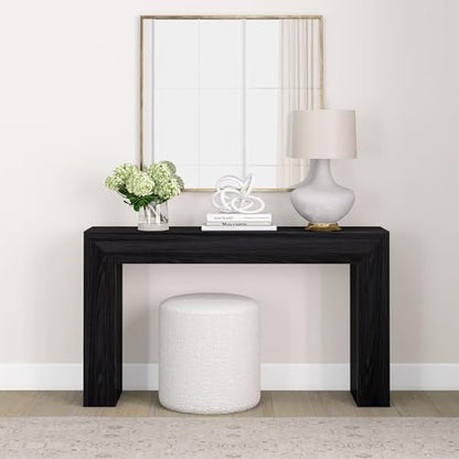Plank+Beam Grand Console Table, 56 Inch, Black Wirebrush | Balanced, Statement Design, Low-VOC Finish, Easy Assembly, Solid Wood - color: Black Wirebrush, size: 56 Inch without Shelf