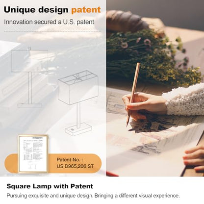 21" Touch Bedside lamps with 2 USB & AC Outlets, 3-Way Dimmable Bedside Table Lamps Set of 2 for Bedroom Living Room Office Reading, Gray Shade Lamps for Night Stands, 5000K LED Bulbs Included - color: (2 Pack)Gray Linen & Matte Black(Base)-5000K Bulbs In