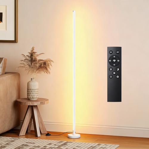 Corner Lamp, Minimalist LED Floor Lamp, White, 1 Pack | Remote Control, Dimmable, 24 W, 7 Color Temperature 3000K-6000K, For Living Room, Bedroom, Home Office - color: White, size: 1 pack
