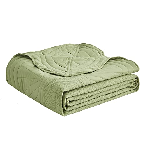 DaisyHuang Bedspread - Full Size Bedding Cover - Modern & Contemporary Coverlet Set, Real Stitching, Reversible, Lightweight, 5 Piece, Sage Green - color: Sage Green, size: Full(96"x110")