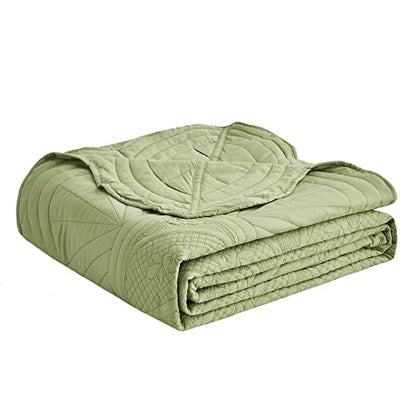 DaisyHuang Bedspread - Full Size Bedding Cover - Modern & Contemporary Coverlet Set, Real Stitching, Reversible, Lightweight, 5 Piece, Sage Green - color: Sage Green, size: Full(96"x110")