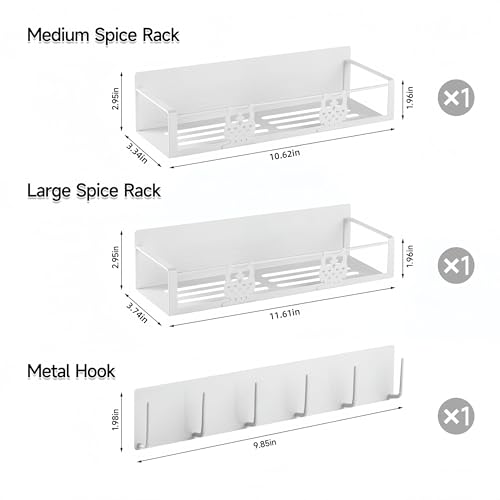 Magnetic Spice Rack,Magnetic Shelf for Fridge,Spice Organizer,Fridge Organizer,Kitchen Storage Organization with Magnetic Hooks,Owl Home Decor(White) - color: White