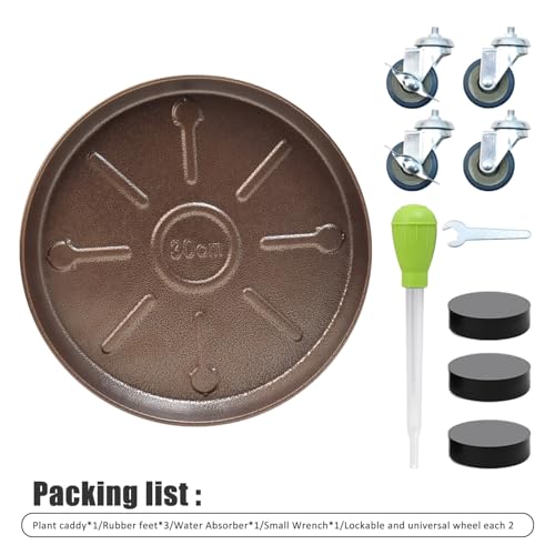 1 Pack 12.2 Inch Metal Plant Caddy With Lockable Wheels,Plant Stand Dolly for Heavy Planter,Wheeled Planter Saucer Tray,Rolling plant stand,Heavy-Duty Plant Caddy for Indoor and Outdoor(Copper) - color: Copper, size: 12.2 INCH 1PACK