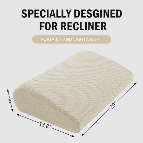HOMBYS Lumbar Support Pillow for Recliner Chair, Memory Foam Back Support Cushion for Elderly,Extra Large Lumbar Support Pillow,Thick Backrest for Home Reading (Khaki, 20“x13.5"x5") - color: Khaki, size: 20“x13.5"x5"