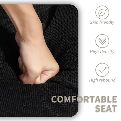 Armless Modern Walnut Office Desk Chair with Wheels, Adjustable Wide Swivel Task Chair, Ergonomic Cross Legged Fabric Chair for Conference Room, Home Office (Black) - color: Black (Linen)