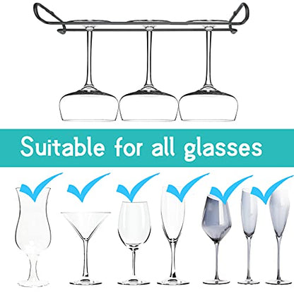 10 Inch Wine Glass Rack Under Cabinet Shelf Stemware Storage Hanging Hanger Organizer Glasses Holder with Drying Under Counter Metal for Kitchen and Bar Set of 2 Black - size: set of 2 black, style: Double Opening