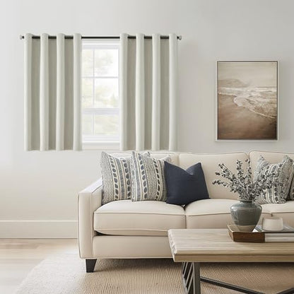 ChrisDowa Greyish Beige Blackout Curtains 45 Inches 2 Panels for Bedroom | Room Darkening,Light Blocking,Thermal Insulated,Faux Linen,Farmhouse,Grommet,Window Treatment,Drapes,Living Room,52x45 - color: Greyish Beige, size: 52"W x 45"L (Pack of 2)