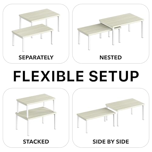 Simple Houseware Stackable Cabinet Counter Shelf Wooden Surface, Maple | Expandable Organizer 7.6" D x 11.75" W x 6.1" H - color: Maple