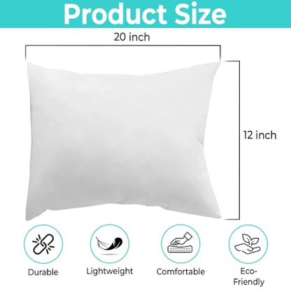 QUBA LINEN 12 x 20 Throw Pillow Insert - Pack of 2 White, Down Alternative Pillow Inserts for Decorative Pillow Covers, Throw Pillows for Bed, Couch Pillows for Living Room (12x20 Inch (Pack of 2)) - size: 12x20 Inch (Pack of 2)