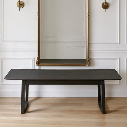 HNY Black Dining Bench, Farmhouse Solid Entryway Bench, 55 Inch Long Wooden Bench, Kitchen Dining Seat for Entryway/Dining Room/Kitchen/Living Room - color: Black Wood, size: 1 bench