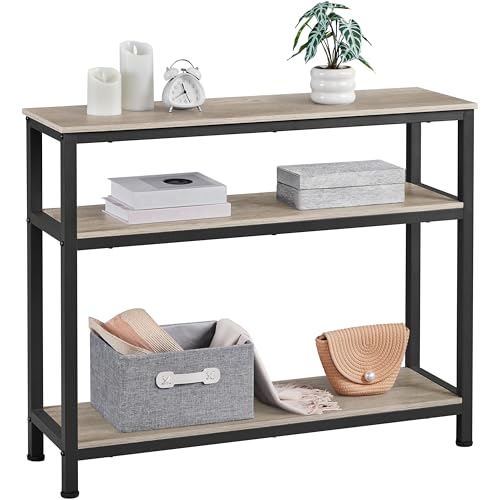 Yaheetech Console Table with 3 Tier Shelves, Entryway Table, Gray, 39.5" | Sofa Table, Entry Table with Storage, Behind Couch Table for Living Room, Easy Assembly, Sturdy Structure, for Small Space - color: Grey