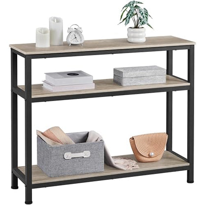Yaheetech Console Table with 3 Tier Shelves, Entryway Table, Gray, 39.5" | Sofa Table, Entry Table with Storage, Behind Couch Table for Living Room, Easy Assembly, Sturdy Structure, for Small Space - color: Grey