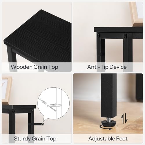 HOOBRO Narrow Console Table with Power Outlets, 44.9 Inches Sofa Table, Slim Behind Couch Table, Entryway Table with Display Shelf, for Living Room, Foyer, Hallway, Black BB114UXG01 - color: Black