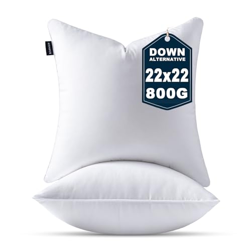 22 x 22 Pillow Inserts Set of 2 Down Alternative Throw Pillow Inserts Large Fluffy Decorative Pillow White Square Pillows Stuffing for Living Room Couch Bed Sofa Interior Cushions - size: 22 X 22 Inches Set of 2