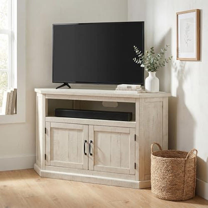 Martin Svensson Home Rustic Corner TV Stand All Antique White - color: All Antique White