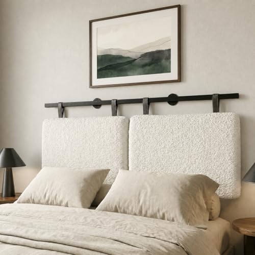 King Headboard only, Wall Mounted Headboard for Adjustable Bed, Hanging Head Board for King Size Bed Upholstered Headboard Cabeceras De Cama for Bedroom, Dorm, Guest Room, White - color: White, size: King