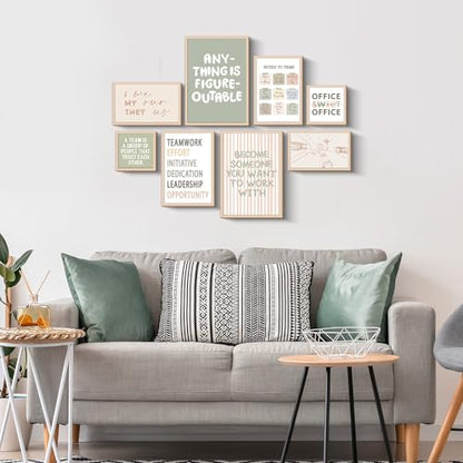Faccito 8 Set Office Wall Art Inspirational Wall Art for Office Women Wallart Large Wooden Motivational Quotes Teamwork Framed Decor for Home Work Cubic - style: Stylish