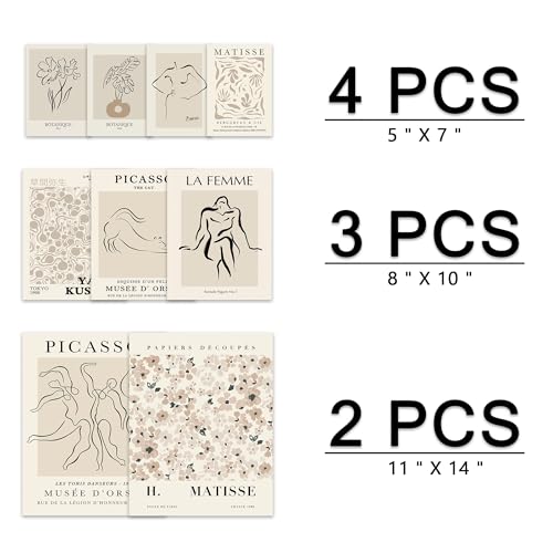 Beige Eclectic Wall Art Poster Prints,Set of 9 Boho Wall Decor for Dorm Bedroom,Gallery Wall Art for Teens Boys Girls, Maximalist Gallery Posters Wall Decorations - color: Boho