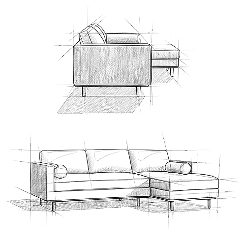 SIMPLIHOME Morrison Sofa and Ottoman 2-Piece Set in Charcoal Grey - color: Charcoal Grey, style: Right Sectional Sofa