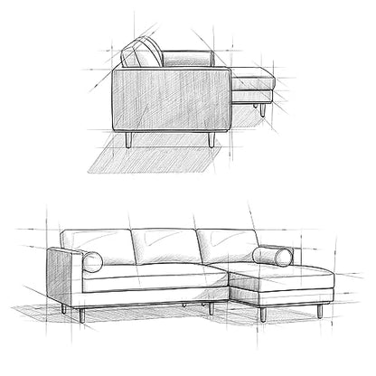SIMPLIHOME Morrison Sofa and Ottoman 2-Piece Set in Charcoal Grey - color: Charcoal Grey, style: Right Sectional Sofa