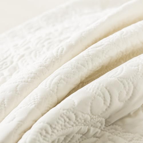 HoneiLife Quilt Sets King Size - Microfiber Bedspreads for King Bed, 3-Piece Lightweight Coverlets, Retro Bedlinen Sets, King Quilt Bedding Set All Season Use-Beige - color: Beige, size: King-106"x96"