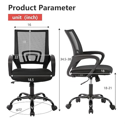 PayLessHere Office Chair | Black | with Lumbar Support, Adjustable Height | Ergonomic Armrests, 360 Swivel Base & Smooth Casters | Computer Chair for Office, Home, Conference Rooms | Pack of 1 - color: Black, style: pack of 1
