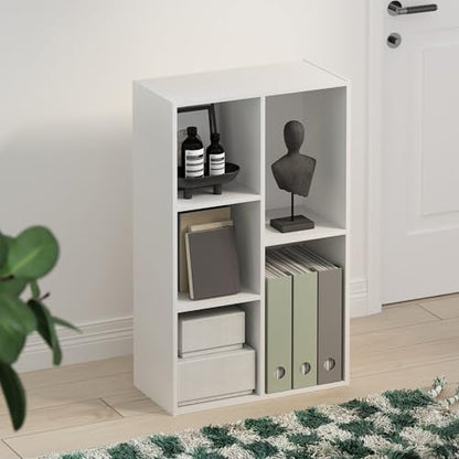 Furinno TOMI TV Stand, 5-Cube Entertainment Center with Open Shelf, Reversible TV Console, for Living Room, Bedroom, Home Office, White - color: White, size: 5-Cube, Wooden Frame
