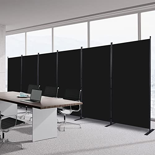 Room Divider 6 Panel-204''Wide,6FT Room Dividers and Folding Privacy Screen | Privacy Protection & No Gaps, Large Fabric Panel for Room Partition,Freestanding Wall Divider Screen for Apartment Separation - color: Black, size: 6 Panel-204''W