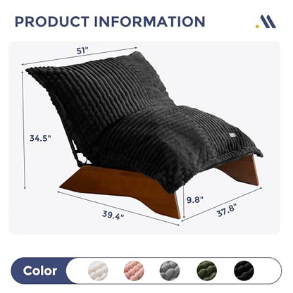 MAXYOYO Adjustable Living Room Chair, 3-Position Bean Bag Chair with Frame | Upholstered Accent Chair with Frame, Removable Cushion, Soft Reclining Lounge for Bedroom, Apartment, Office, Black - color: Striped Cross Black