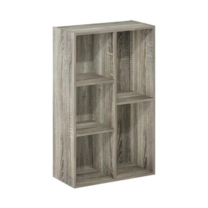 Furinno LUDER Book Shelf, 5-Cube Bookshelf, Reversible Bookcase, 9.4 x 19.5 x 31.5, Easy Assembly, for Living Room, Bedroom, Home Office, French Oak - color: French Oak, size: 5-Cube