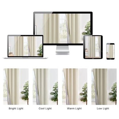 XWZO Total Blackout Curtains 45 Inches Long - Double Layer Full Room Darkening & Energy Efficiency Grommet Window Panels with Tiebacks, Beige, W38 x L45, Set of 2 - color: Beige, size: 38"W x 45"L (Pack of 2)