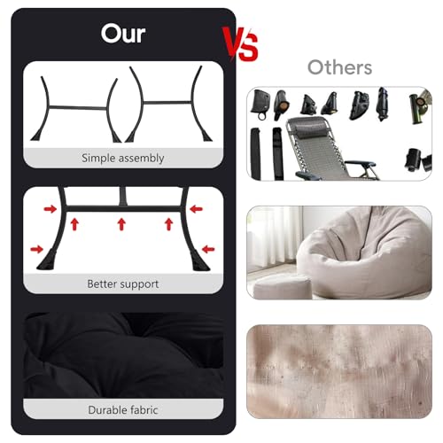 Lazy Chair with Folding Ottoman Modern Large Accent Chair,Contemporary Lounge Leisure Sofa Chair with Armrests Upholstered Sofa Armchair Reading Chair for Bedroom,Dorm & Office(Black-f) - color: Black