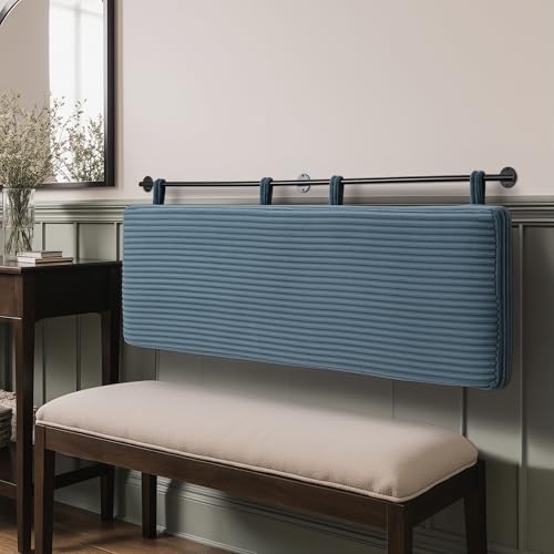 Queen Headboard Only, Wall Mounted Hanging Upholstered Bed Head Board | Modern Vertical Channel Design of Fine Flannel, Elegant Blue Fluted Headboard for Bedroom (Lake Blue, Queen Size) - color: Flannel/Lake Blue, size: Queen