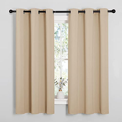NICETOWN Thermal Insulated Grommet Room Darkening Curtains/Draperies/Panels for Bedroom (2 Panels, W42 x L63 inches, Biscotti Beige) - color: Biscotti Beige, size: 42"W x 63"L (Pack of 2)