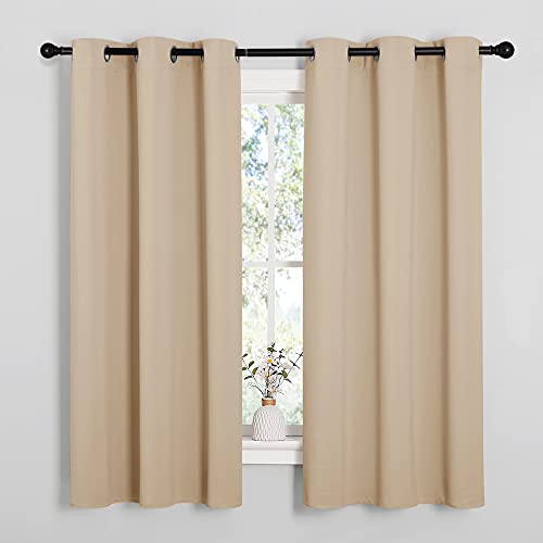 NICETOWN Room Darkening Draperies Window Curtain Panels, Thermal Insulated Grommet Room Darkening Curtains for Bedroom (Biscotti Beige, 2 Panels, W42 x L48 -inch) - color: Biscotti Beige, size: 42"W x 48"L (Pack of 2)
