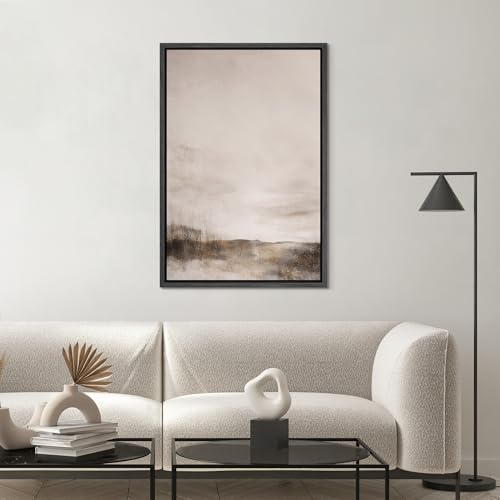 SIGNWIN Framed Canvas Print Wall Art Minimalist Neutral Landscape Abstract Misty Field and Horizon Illustrations Modern Art Minimal Multicolor for Living Room, Bedroom, Office - 16"x24" BLACK - color: B07-2603-EDW01, size: 24"L x 16"W