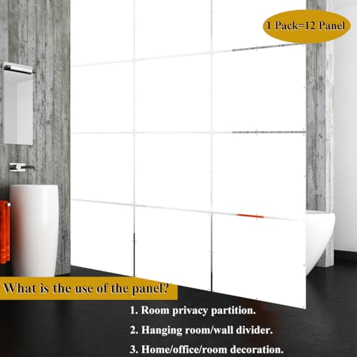Lchen Solid Hanging Room Divider,12 Pieces Solid Board Screen Panels White Home Decoration Room Partition (White Board,15.7"x15.7"x0.03") - color: White03