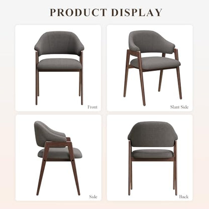 MALOL Wooden Dining Chairs Set of 2, Modern Fabric Upholstered Dining Room Chair, Kitchen Side Chairs, Farmhouse Dinner Chair with Curved Open Back for Kitchen, Grey - color: Grey, size: Set of 2