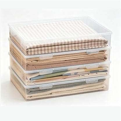 Clear Under Bed Storage Box with Lid, Low Profile Ultra Thin Plastic Storage Container, Stackable Flat Underbed Organizer for Clothes, Bedding, Toys, Shoes, 3 Sizes for Bedroom Dorm Apartment (Small)