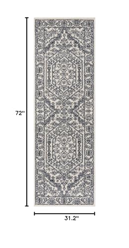 SAFAVIEH Adirondack Collection Runner Rug - 2'6" x 6', Ivory & Navy, Oriental Medallion Design, Non-Shedding & Easy to Clean, Ideal for Ideal for Hallway, Foyer, Kitchen, Entryway, Bedroom (ADR108R) - color: Ivory/Navy, size: 2'6" x 6' (Runner)