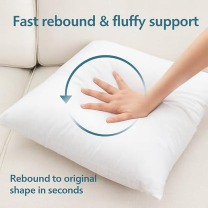 LANE LINEN 18x18 Pillow Inserts Set of 2, Square, Shape Retention - White | Pillow Inserts, Set Of 2 - For Sofa & Living Room, Machine Washable, Ultra-Soft 120 GSM Fabric, Reusable Insert - size: 18x18