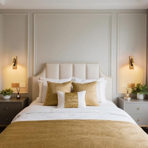 LED Wall Mounted Bedside Light, Adjustable Recessed Headboard Light with Switch, Wall Sconce for Reading, Hardwired Spotlight for Bedroom (Gold) - color: Wall light-Gold