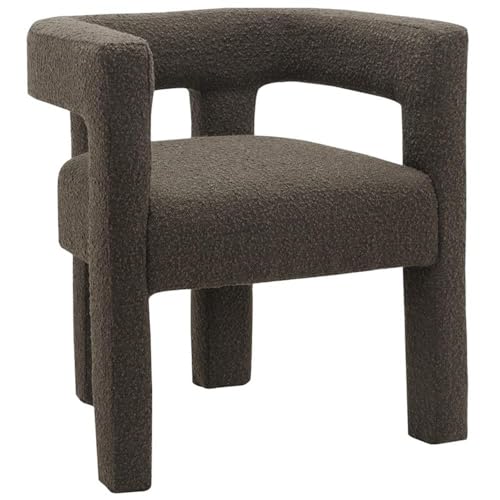 Meridian Furniture Athena Collection Modern | Contemporary Boucle Fabric Upholstered Accent | Dining Chair, 25" W x 21" D x 27" H, Brown - color: Brown