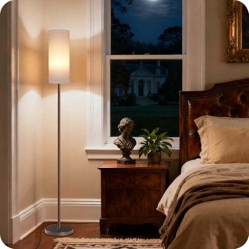 Dimmable Floor Lamps for Living Room with Remote and Foot Switch, 64.4” Modern Standing Tall Lamp, Corner Lamp for Bedroom, Bulb Included, 3000K-6500K, White and Brown VCW06LD05W1 - color: Pure White and Brown