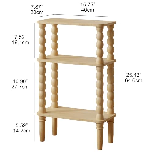 Veegle Side Table, Small End Table with Storage Shelf, 3-Tier Small Coffee Tables for Living Room Bedroom Narrow Spaces(Oak) - color: Natural-3 Tier Shelf