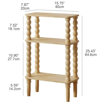 Veegle Side Table, Small End Table with Storage Shelf, 3-Tier Small Coffee Tables for Living Room Bedroom Narrow Spaces(Oak) - color: Natural-3 Tier Shelf