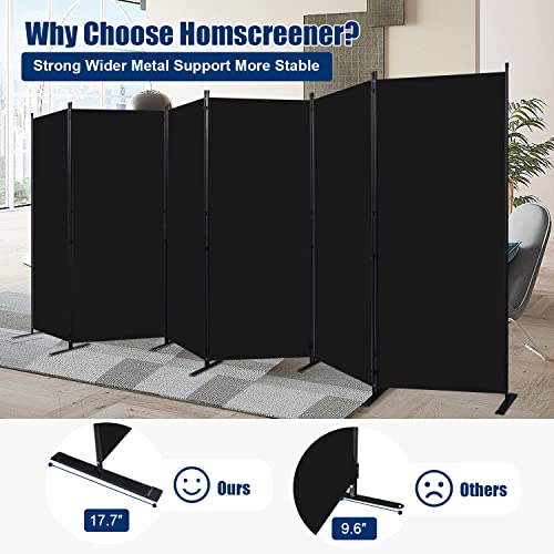 Room Divider 6 Panel-204''Wide,6FT Room Dividers and Folding Privacy Screen | Privacy Protection & No Gaps, Large Fabric Panel for Room Partition,Freestanding Wall Divider Screen for Apartment Separation - color: Black, size: 6 Panel-204''W