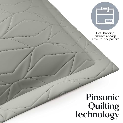 Clara Clark Quilts Twin Size - All Season Bedspread Coverlet Set, Pinsonic Weave Lightweight Bedding Set - 5 Piece Twin Quilt Set with Pillow Shams, London Fog - Twin Ellipse - color: 35 – London Fog – Ellipse, size: Twin